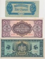 1944. 2P "A Vörös Hadsereg Parancsnoksága" + 1946. 1.000.000.000P + 100.000MP mindhárom vá...