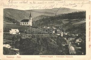 Prakfalva, Prakovce; vasgyár, vasútállomás, kiadja Feitzinger Ede No. 1902/12. / iron foundry, railway station (EK)