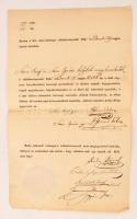 1842 Aláírási czímök váltótörvényszéki tanúsítvány, költ: Pesten a kir. első-birósgú váltótörvényszék, száraz pecséttel, 36x22cm