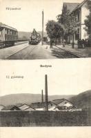 Szolyva, Nelipino; vasútállomás, gőzmozdony, új gyártelep, kiadja Scheiber Manó / railway station, locomotive, factory (EB)