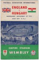 1953 Az évszázad mérkőzésnek hivatalos műsorfüzete. England vs Hungary. Wednesday November 25th 1953. Empire Stadium Wembley. Official Programme. Football Association International. London, 1953, Wembley Stadium Ltd. 18 p. Számos szövegközti és egész oldalas fényképpel illusztrálva. Kiadói, színes, illusztrált papírborítóban.