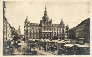 Graz, Rathaus / town hall, tram, market square
