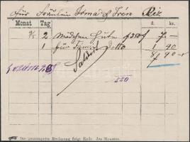 cca 1880 Ráth Ferencz kalapárus (Budapest V. ker.) reklámfeliratos számlája