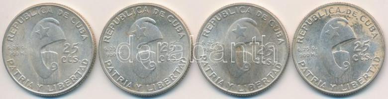 Kuba / Első Köztársaság 1953. 25c Ag "Jose Marti születésének 100. évfordulója" (4x) T:2 k...