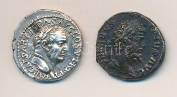 2db római replika érme: Vespasianus 69-79. Denár replika + Septimius Severus 193-211. Denár bronz replikája T:2,2- 2pcs of replica Roman coins: Vespasian 69-79. Denarius replica IMP CAESAR VESPAS AVG COS V TR P P P / CONCORDIA AVG + Septimius Severus 193-211. Bronze replica of Denarius SEVERVS PIVS AVG / PROVID AVGG C:XF,VF