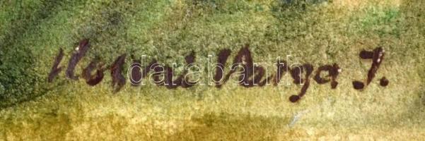 Ilosvai jelzéssel: Fák a ház mellett. Akvarell, papír, 40×31 cm