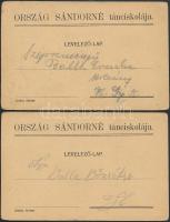 cca 1920 Ország Sándorné tánciskolája, 2 db reklám levelezőlap. 14x9 cm.