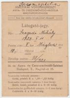 1923 Látogató-jegy, Amerikai Vöröskereszt Anya- és Csecsemővédő-akciója Magyarországon, 12x9cm