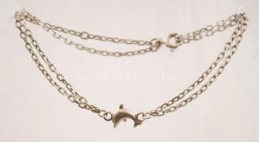 Ezüst nyaklánc és karlánc delfin medállal, Ag., bruttó: 3,1gr., jelzett, 46cm, 18cm / Silver dolphin...