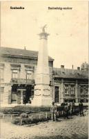 Szabadka, Subotica; Szabadság szobor, gyógyszertár / statue, pharmacy