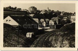 Zbraslavice; view with railway track, Hotel (EK)