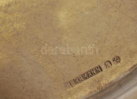 Horváth József Sertés Közvágóhídi Vendéglő alpakka tálcája, Hermann jelzéssel, 28x21 cm