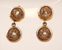 Aranyozott ezüst fülbevaló kővel, Ag., bruttó: 7,8gr., jelzett /Gold platted silver earring with sto...