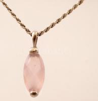 Ezüst fülbevaló és nyaklánc  kővel, Ag., bruttó: 8gr., csak a nyaklánc jelzett /Silver earrings with...