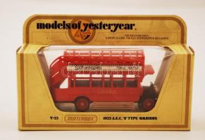 Matchbox models of yesterday, Y-23 1922 A.E.C. S Type Omnibus Made in England. Hibátlan autó, eredeti dobozában, h:9 cm
