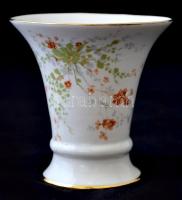 Royal Dux virágmintás porcelán mini váza, matricás, hibátlan, jelzett, m: 9,5 cm