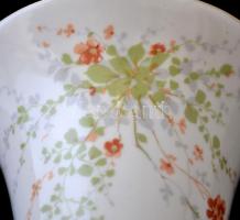 Royal Dux virágmintás porcelán mini váza, matricás, hibátlan, jelzett, m: 9,5 cm