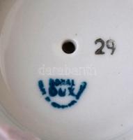 Royal Dux virágmintás porcelán mini váza, matricás, hibátlan, jelzett, m: 9,5 cm