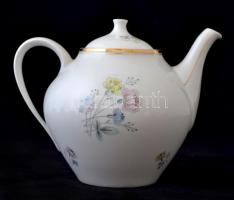 Hollóházi virág mintás teás készlet, jelzett, matricás, hibátlan, egy csészealj hiányzik