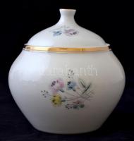 Hollóházi virág mintás teás készlet, jelzett, matricás, hibátlan, egy csészealj hiányzik