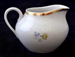 Hollóházi virág mintás teás készlet, jelzett, matricás, hibátlan, egy csészealj hiányzik