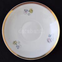 Hollóházi virág mintás teás készlet, jelzett, matricás, hibátlan, egy csészealj hiányzik