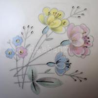 Hollóházi virág mintás teás készlet, jelzett, matricás, hibátlan, egy csészealj hiányzik