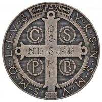 ~1880. "Szent Benedek-medál" jelzetlen Ag vallási érem (32,59g/45mm) T:2- erős ph., patina...