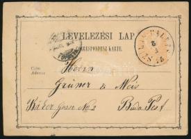 1875 2kr díjjegyes levelezőlap SZILAS-BALHÁS