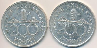1992. 200Ft Ag "MNB" (2x) T:2,2-