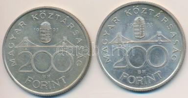 1993. 200Ft Ag "MNB" (2x) T:2,2-