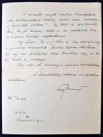 Nagy Margit (1899-1941) opera-énekesnő saját kézzel írt levele