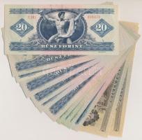 17db főleg szép papírú forint bankjegy, benne sorszámkövetők és közeli sorszámúak T:I-,II,II-,III