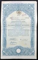 Budapest 1917. "A Magyar Korona Országai 6%-kal kamatozó Járadékkölcsön" államadóssági kötvénye 100K-ról szelvényekkel, bélyegzésekkel T:III