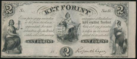 1852. 2Ft "Kossuth bankó" "D" kitöltetlen, jobb ívszéllel T:II Hungary 1852. 2 Forint "D" without date and serial number, with right margin C:XF Adamo G123.