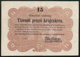 1849. 15kr "Kossuth bankó" vágáshibás T:III