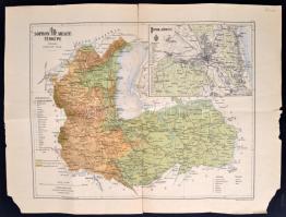 1885 Sopron megye térképe Gönczy Pál. Posner Lajos kiadása. 56x45 cm szakadásokkal