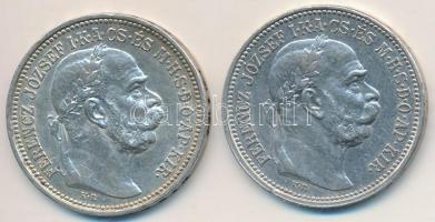 1914KB 1K Ag "Ferenc József" (2x) T:2 kis ph., patina