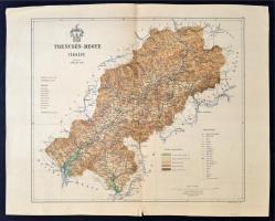 1889 Trencsén megye térképe Gönczy Pál. Posner Lajos kiadása.40x55 cm