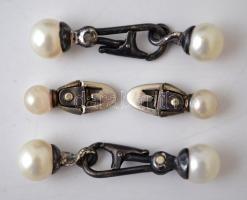 cca 1900 Mandzsetta- és gallérgomb készlet tenyésztett gyönggyel eredeti dobozban