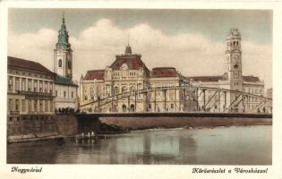 Nagyvárad, Oradea; Kőrösrészlet, városháza / bridge, town hall (EB)