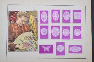 Dekoratív gyufacimke gyűjtemény spirálos vázlatfüzetben, képeslapokkal dekorálva