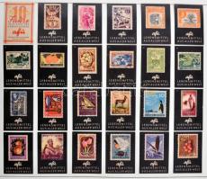 Külföldi gyufacimke sorozatok albumlapokon, műanyag berakóban. Szép anyag!