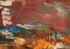 Bánfi jelzéssel: Balatoni vitorlások. Olaj, karton, üvegezett keretben, 23×34 cm