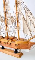 Három árbocos vitorlás modell, fa-vászon, jó állapotban, m:31 cm, h:33 cm