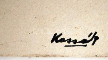 Kassák jelzéssel: Kompozíció. Tempera, karton, foltos, 80×58 cm