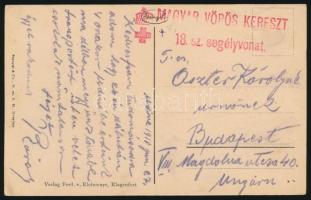 1918 Udine képeslap MAGYAR VÖRÖRS KERESZT 18.sz. segélyvonat