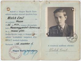 1942 Igazolvány az Ifjú Repülő levelező-tudósítója számára, 116. sorszámmal, arcképes, 12x8cm