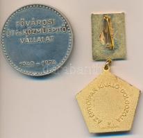 1974. "Fővárosi Út és Közműépítő Vállalat 1949-1974" jelzett Ag emlékérem tokban (19,93g/3...