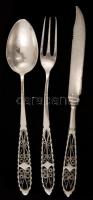 Ezüst(Ag) evőeszközök, 3 db, jelzettek, h: 14-15 cm, nettó: 66,4 g